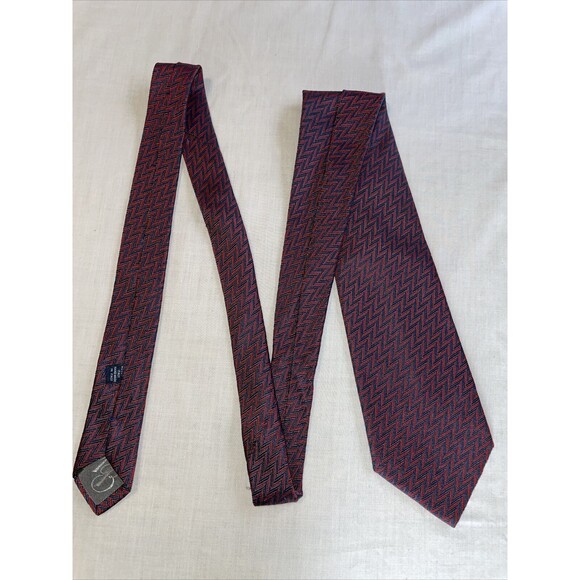 Brooks Brothers Italy Dress Tie Mens Sz 60" Blue Red Chevron 100% Silk Designer - Picture 1 of 12